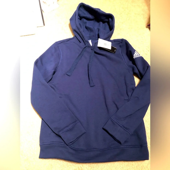 Adidas Fleece Hoodie Navy Blue Brand New - Picture 5 of 5